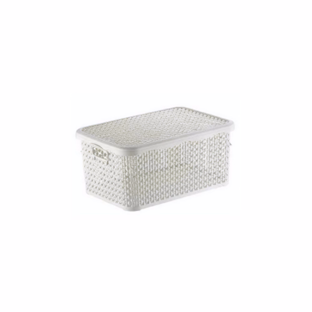Kosár rattan hatású műanyag fedéllel 30L