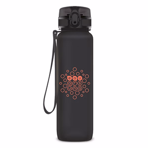Kulacs ARS UNA műanyag matt BPA-mentes motivációs 1 liter Dark grey