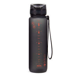 Kulacs ARS UNA műanyag matt BPA-mentes motivációs 1 liter Dark grey