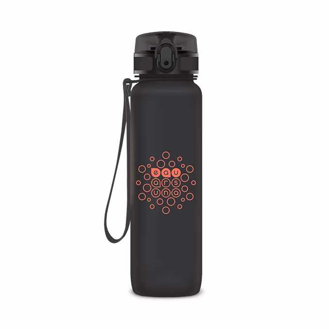 Kulacs ARS UNA műanyag matt BPA-mentes motivációs 1 liter Dark grey