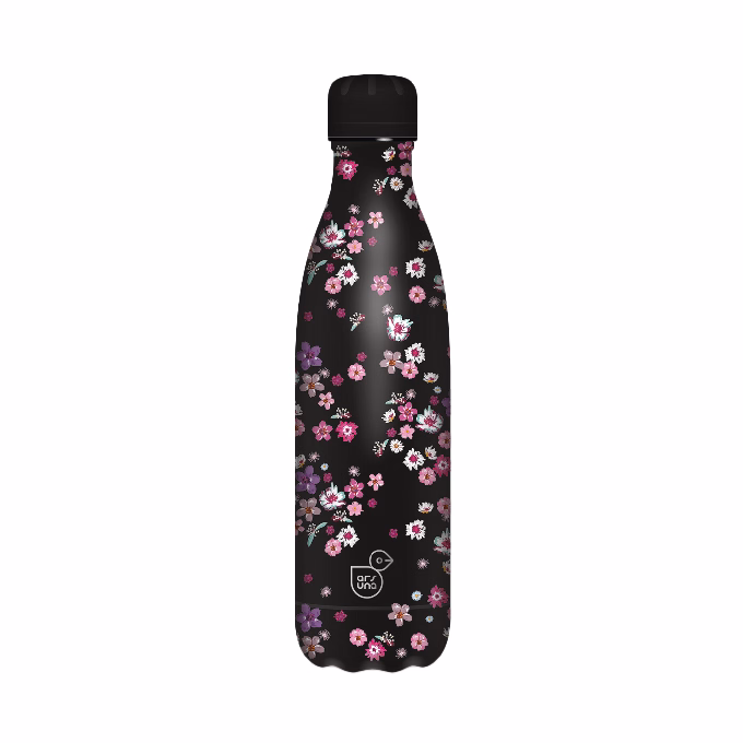 Kulacs duplafalú ARS UNA fém 500 ml Pearl Blossom Black