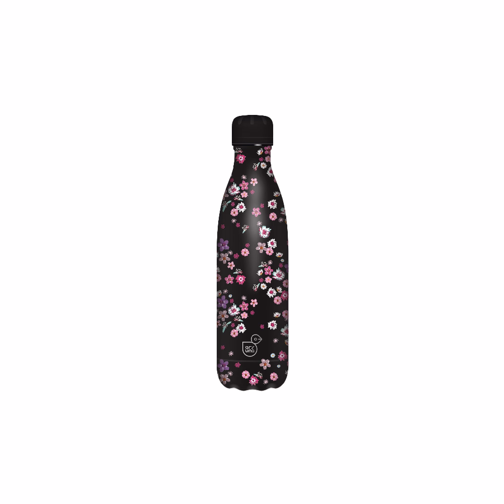 Kulacs duplafalú ARS UNA fém 500 ml Pearl Blossom Black