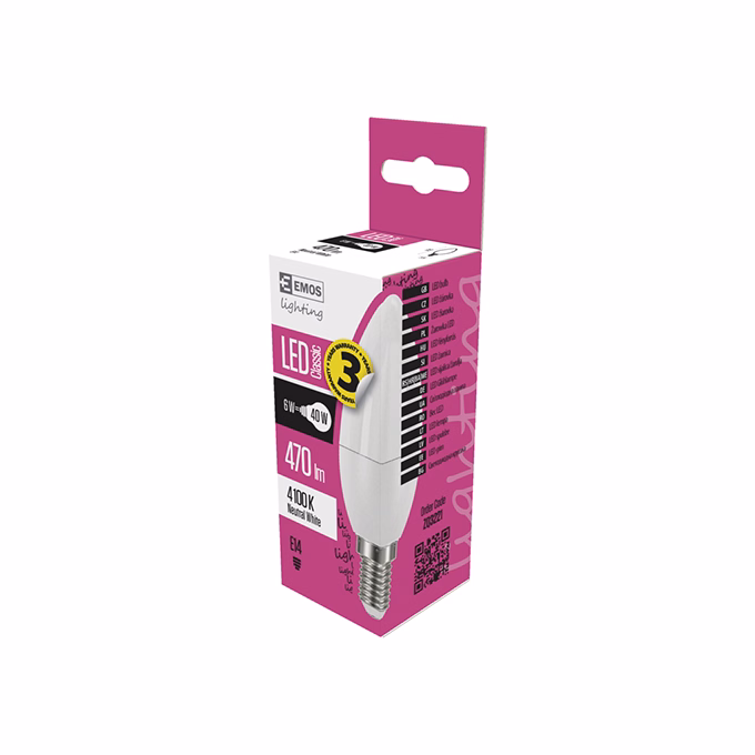 LED izzó EMOS E14 gyertya 4,2W természetes fény 4000K