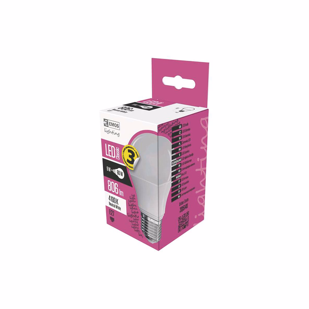 LED izzó EMOS E27 7W természetes fény 4000K