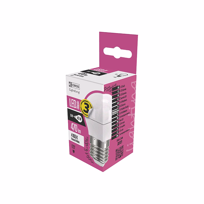 LED izzó EMOS E27 kisgömb 4,2W természetes fény 4000K
