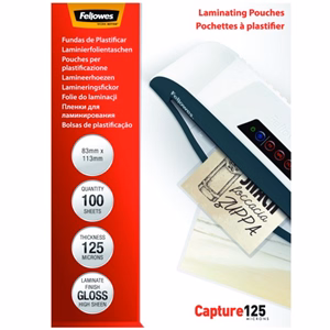 Lamináló fólia FELLOWES 83x113 mm 125 mikron fényes 100/csom