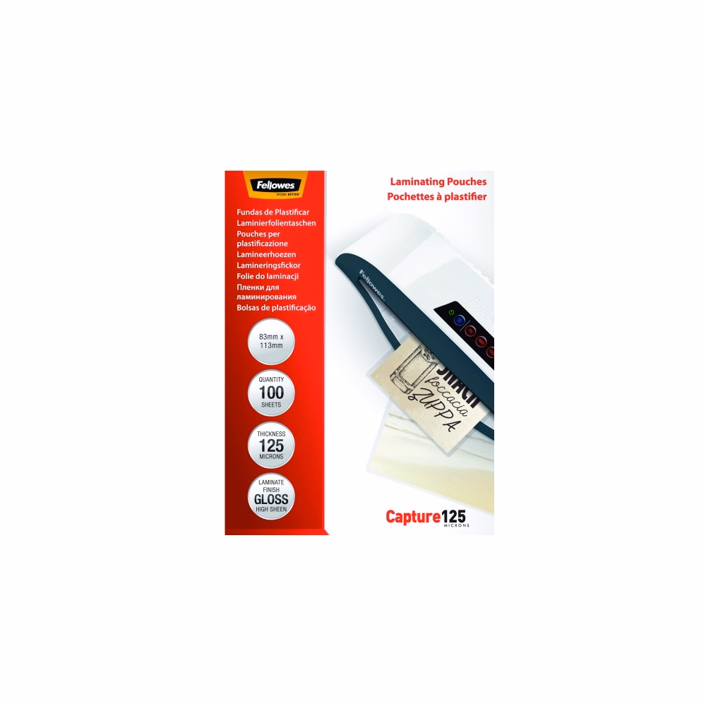 Lamináló fólia FELLOWES 83x113 mm 125 mikron fényes 100/csom