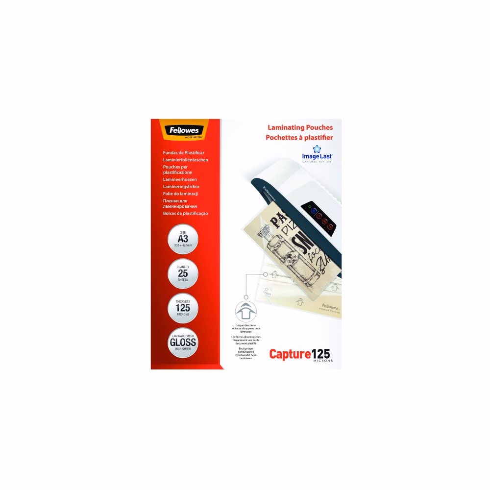 Lamináló fólia FELLOWES A/3 125 mikron fényes 25/csom