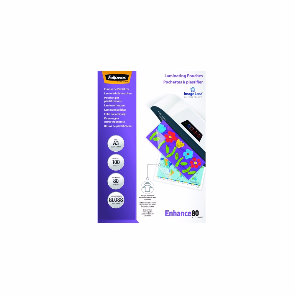 Lamináló fólia FELLOWES A/3 80 mikron fényes 100/csom