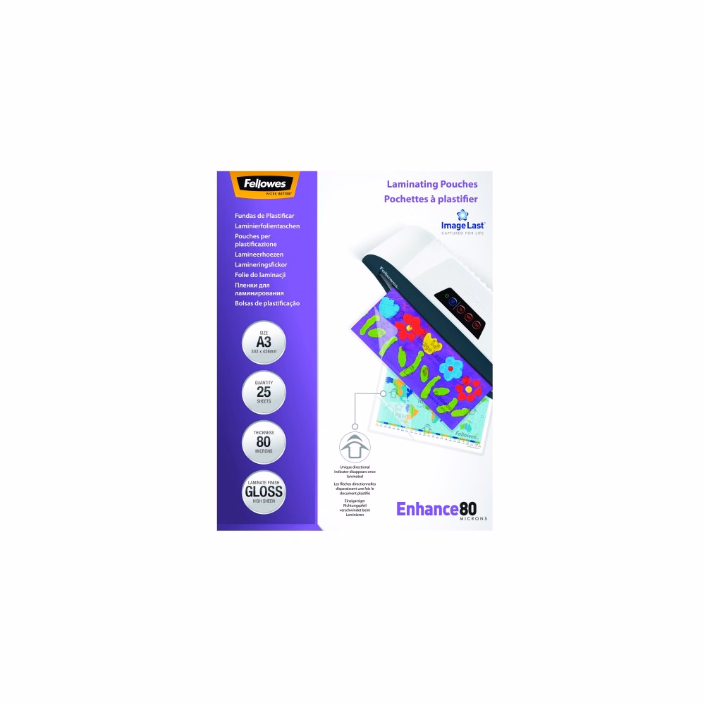 Lamináló fólia FELLOWES A/3 80 mikron fényes 25/csom