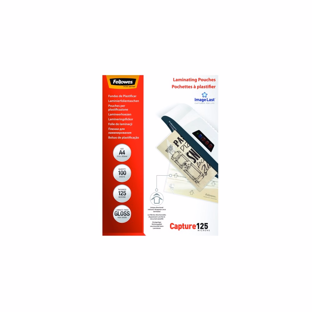Lamináló fólia FELLOWES A/4 125 mikron fényes 100/csom