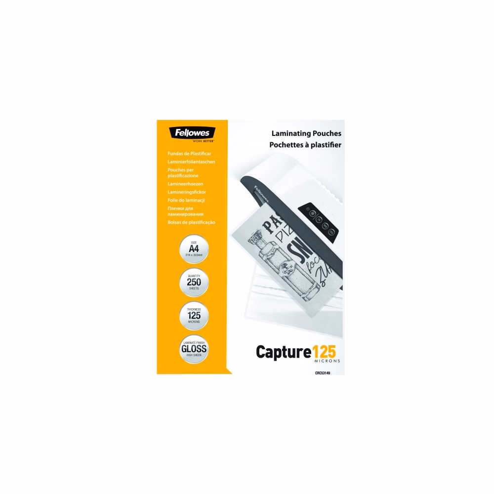Lamináló fólia FELLOWES A/4 125 mikron fényes 250/csom