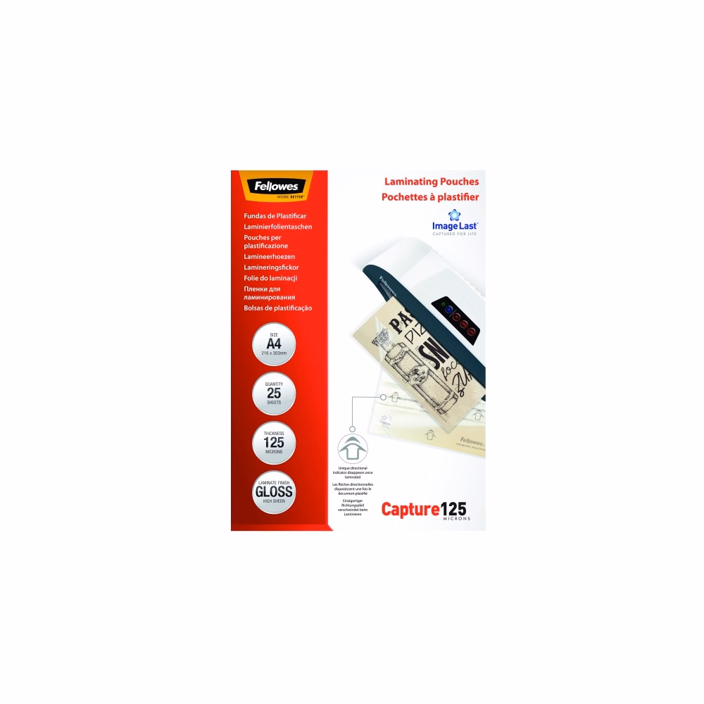 Lamináló fólia FELLOWES A/4 125 mikron fényes 25/csom