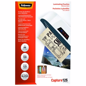 Lamináló fólia FELLOWES A/4 125 mikron fényes öntapadó 100/csom