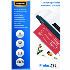 Lamináló fólia FELLOWES A/4 175 mikron fényes 100/csom