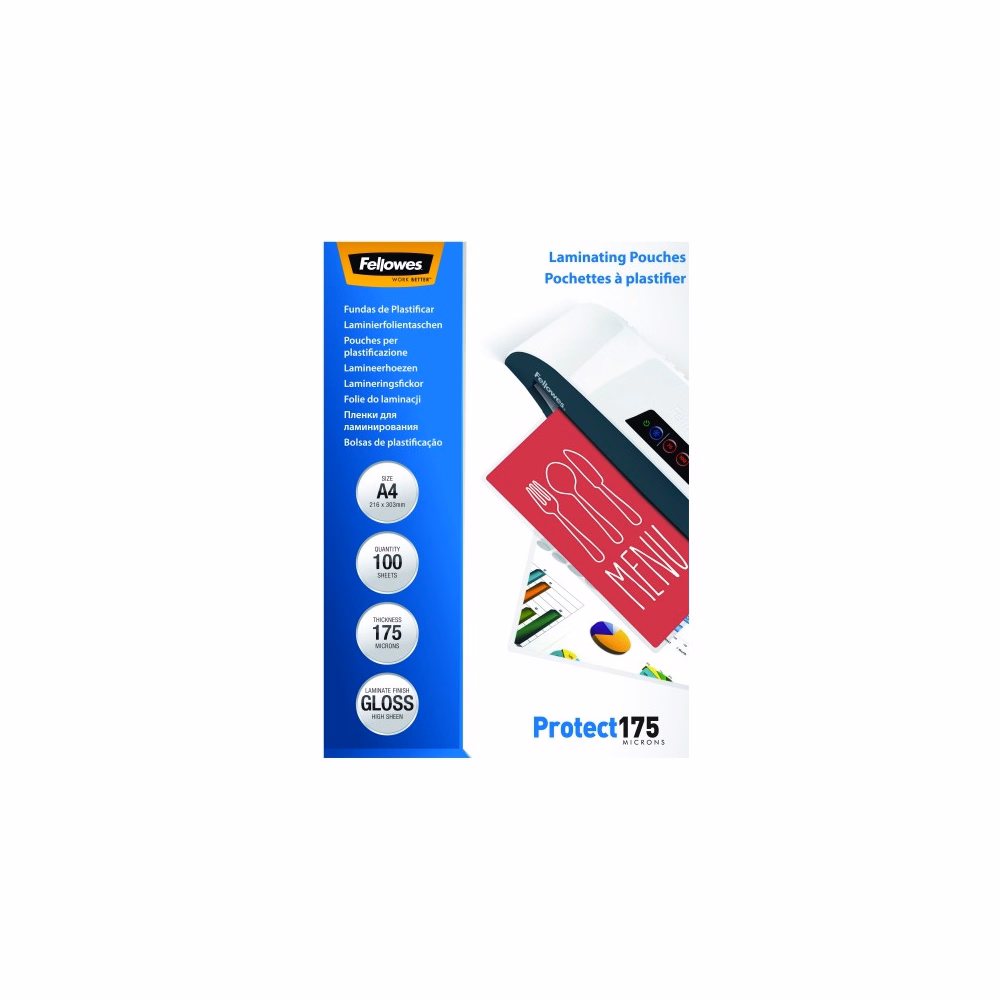 Lamináló fólia FELLOWES A/4 175 mikron fényes 100/csom