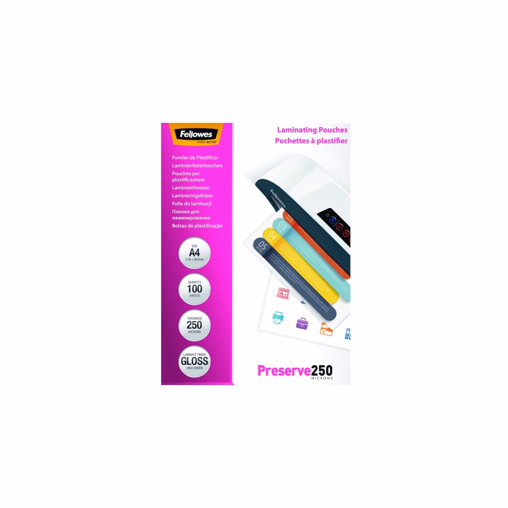 Lamináló fólia FELLOWES A/4 250 mikron fényes 100/csom