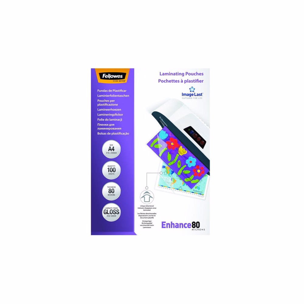 Lamináló fólia FELLOWES A/4 80 mikron fényes 100/csom