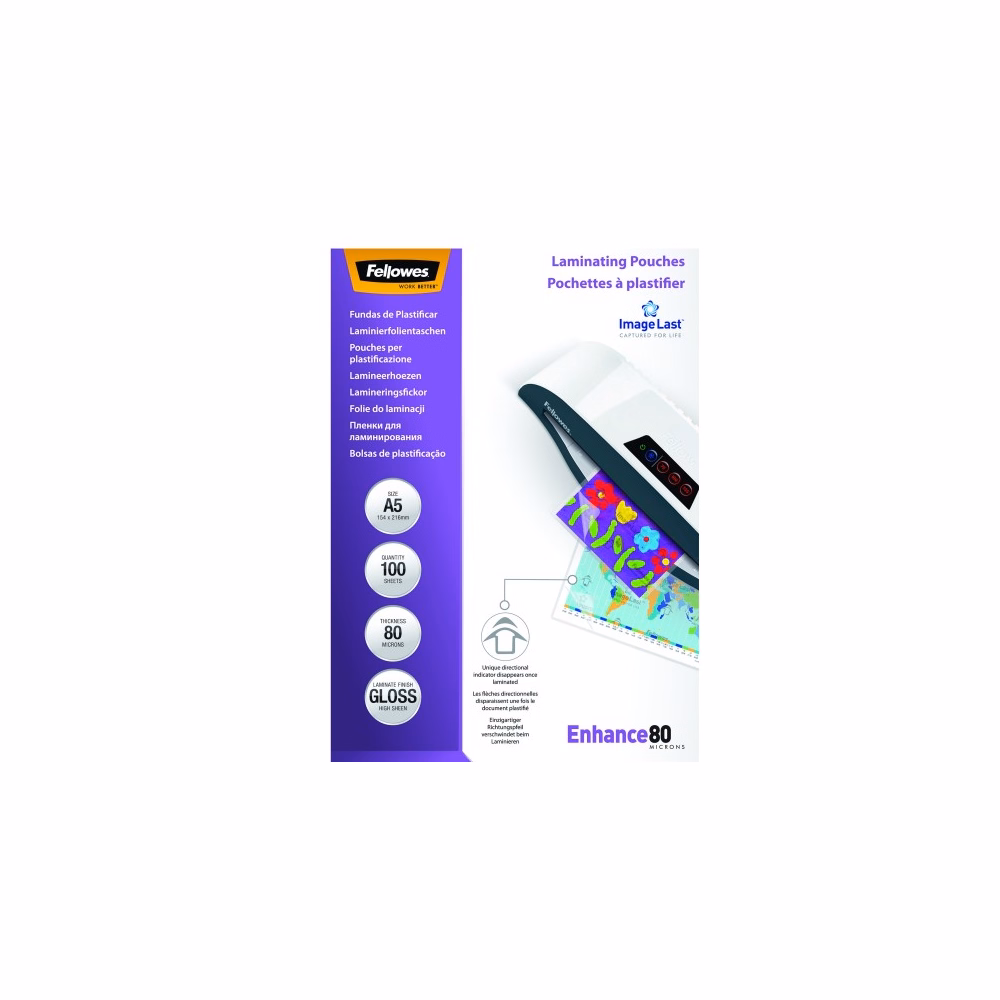Lamináló fólia FELLOWES A/5 80 mikron fényes 100/csom