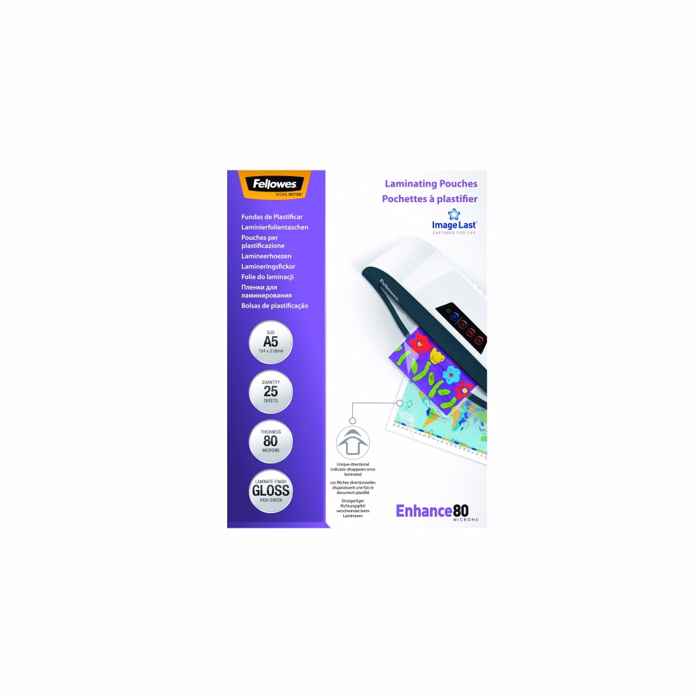 Lamináló fólia FELLOWES A/5 80 mikron fényes 25/csom