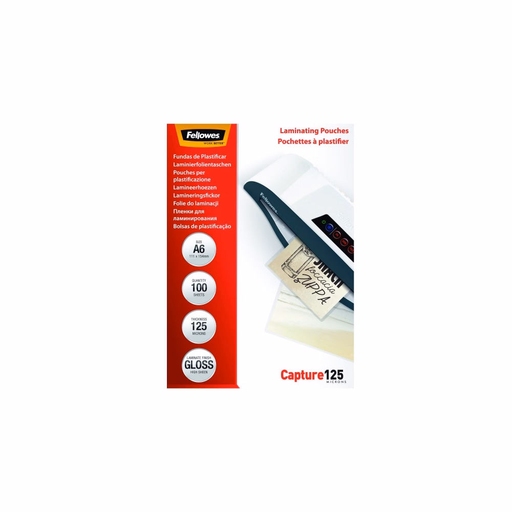 Lamináló fólia FELLOWES A/6 125 mikron fényes 100/csom