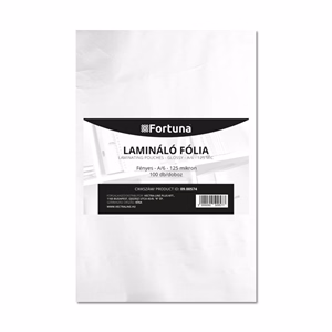 Lamináló fólia FORTUNA A/6 111x154mm 125 mikron fényes 100/dob Lamináló fólia FORTUNA A/6 111x154mm 125 mikron fényes 100/dob