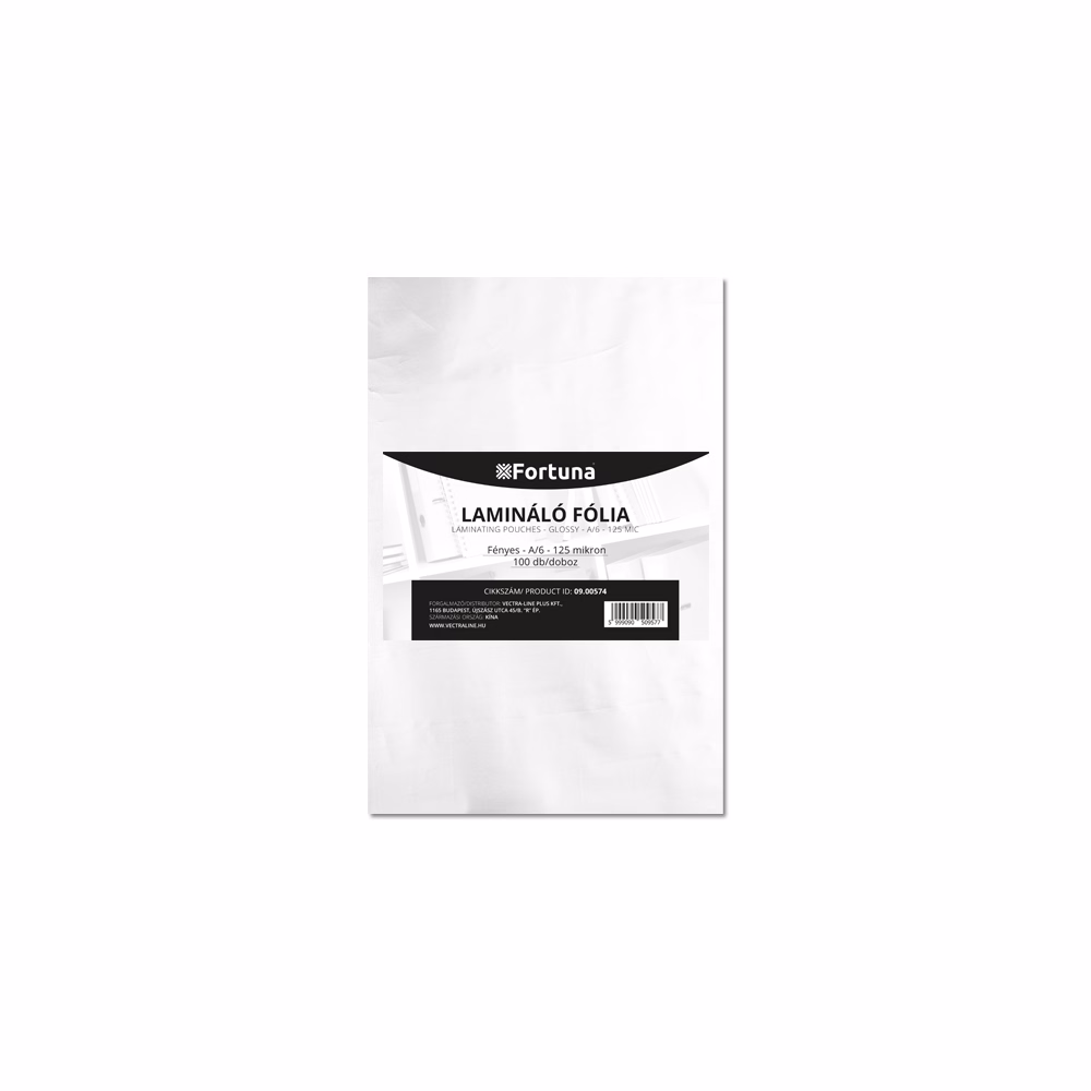 Lamináló fólia FORTUNA A/6 111x154mm 125 mikron fényes 100/dob Lamináló fólia FORTUNA A/6 111x154mm 125 mikron fényes 100/dob