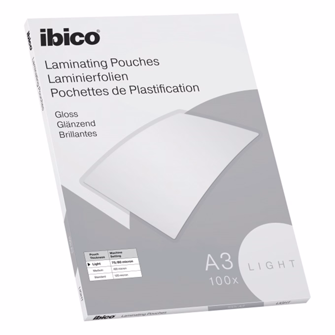 Lamináló fólia IBICO A/3 303x426mm 75-80 mikron fényes 100/dob
