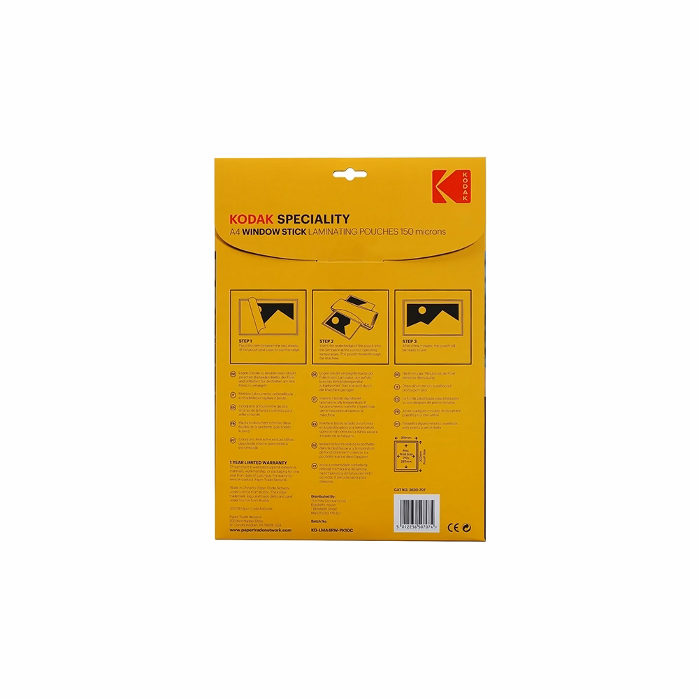 Lamináló fólia KODAK A/4 150 mikron üvegre tapadó 10 lapos