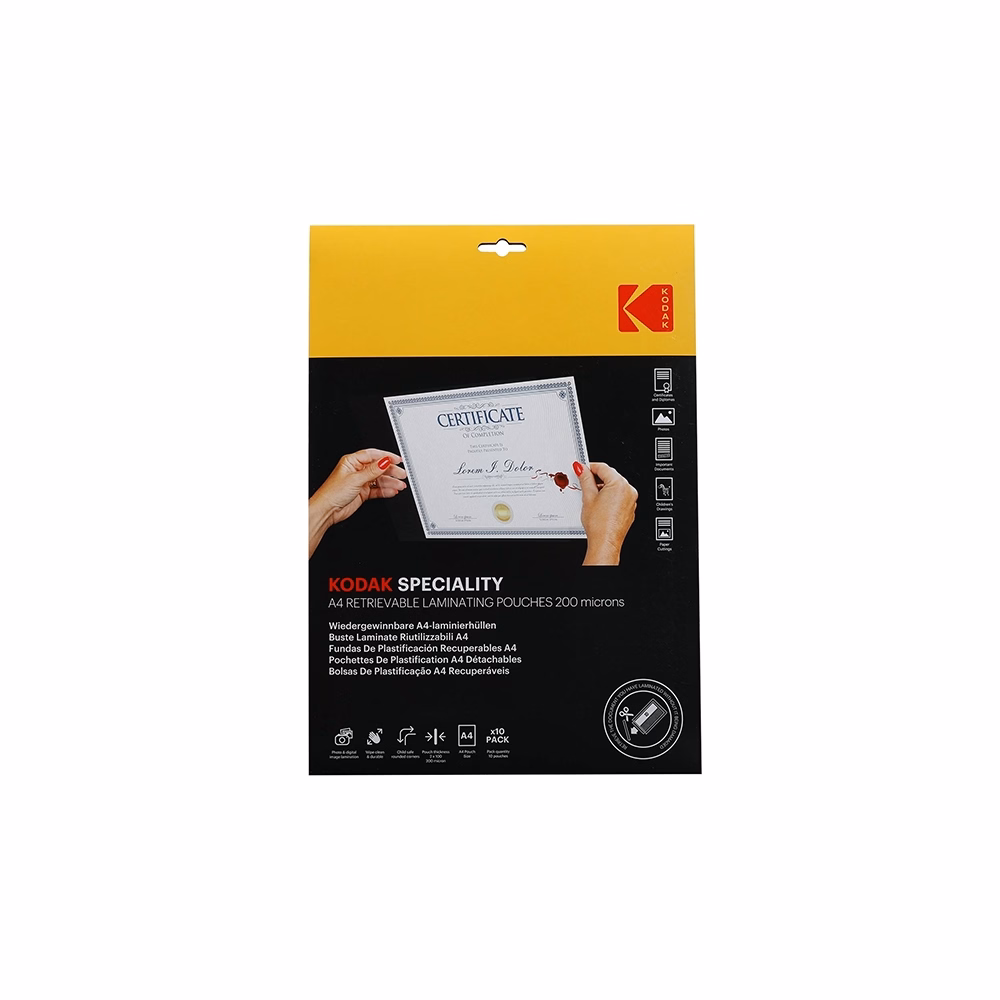 Lamináló fólia KODAK A/4 200 mikron újrahasználható 10 lapos