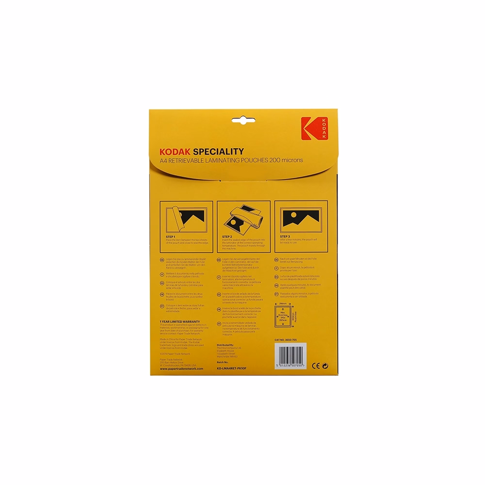 Lamináló fólia KODAK A/4 200 mikron újrahasználható 10 lapos