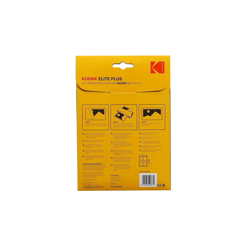 Lamináló fólia KODAK A/6 160 mikron fényes 25 lapos