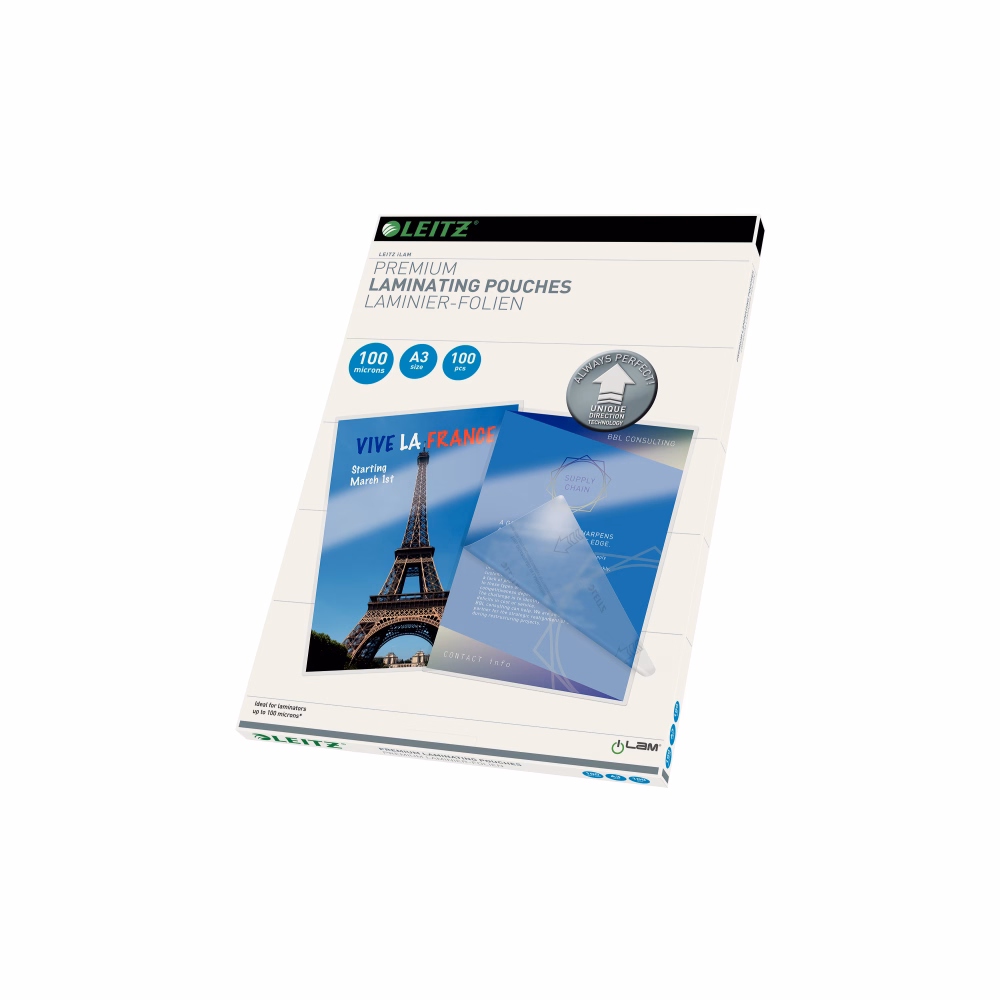 Lamináló fólia LEITZ A/3 100 mikron fényes 100 lapos