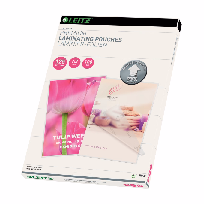 Lamináló fólia LEITZ A/3 125mic fényes 100 lapos