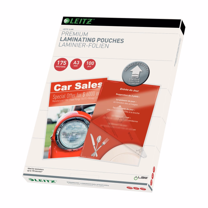 Lamináló fólia LEITZ A/3 175 mikron fényes 100 lapos