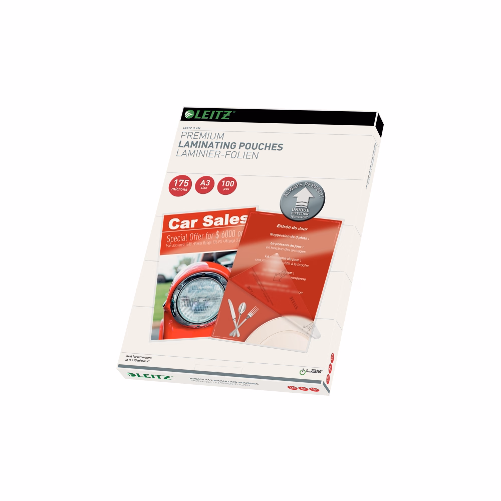 Lamináló fólia LEITZ A/3 175 mikron fényes 100 lapos