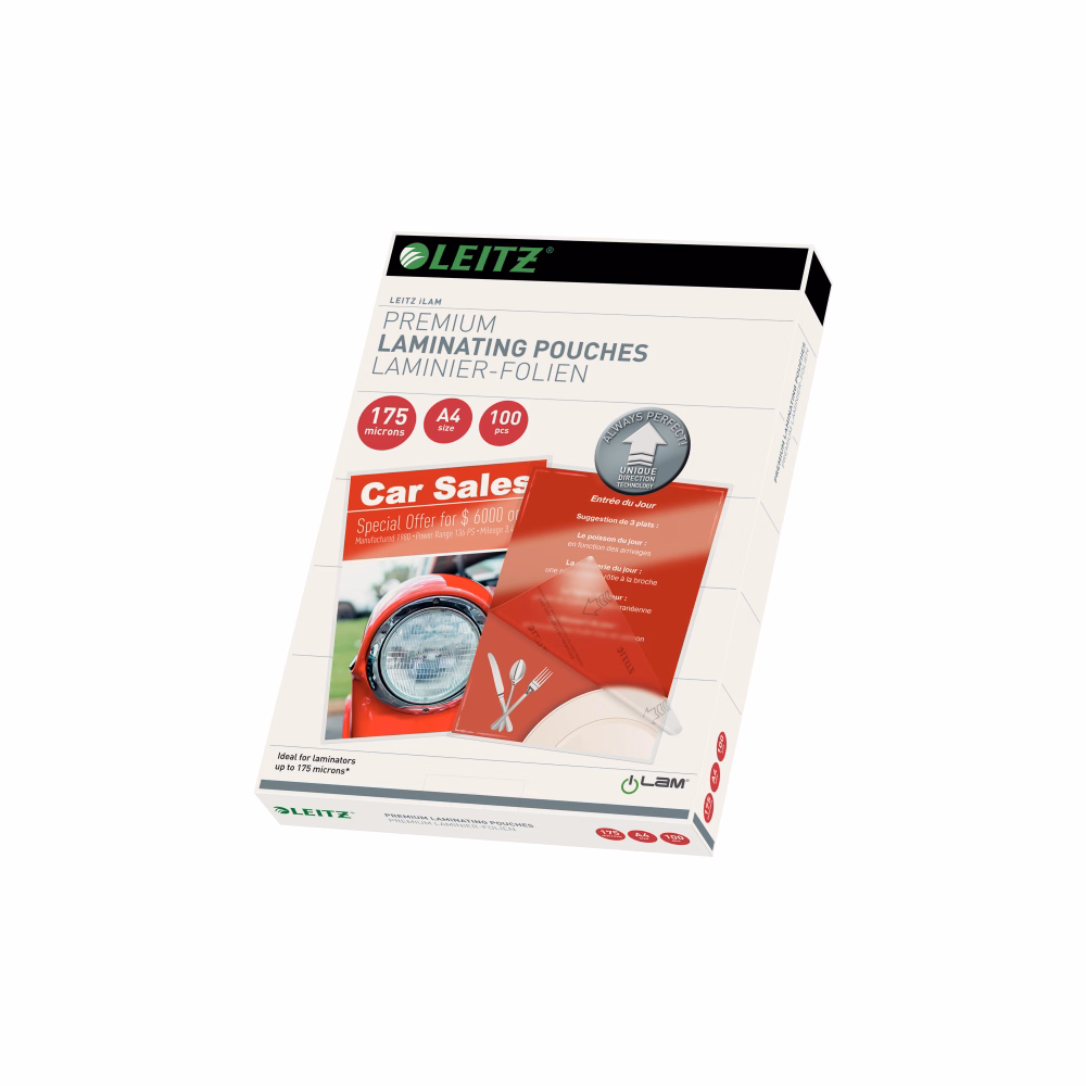Lamináló fólia LEITZ A/4 175 mikron fényes 100 lapos
