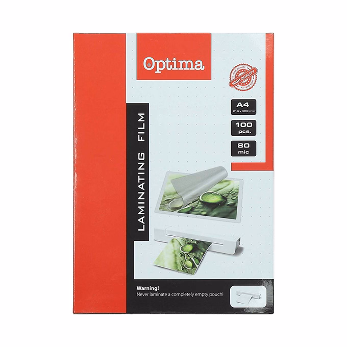 Lamináló fólia OPTIMA A/4 80 mikron fényes 100/csom
