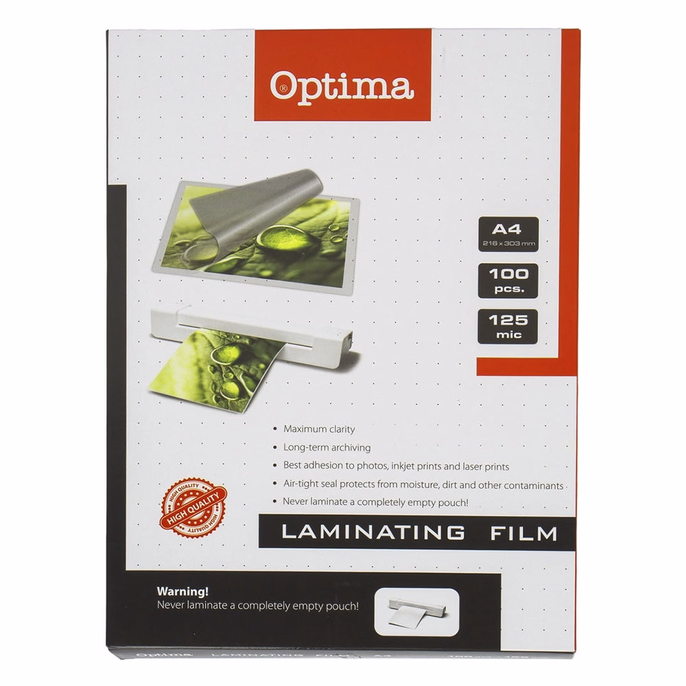 Lamináló fólia OPTIMA A/4 125 mikron fényes 100/csom