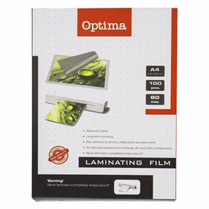 Lamináló fólia OPTIMA A/4 80 mikron fényes 100/csom