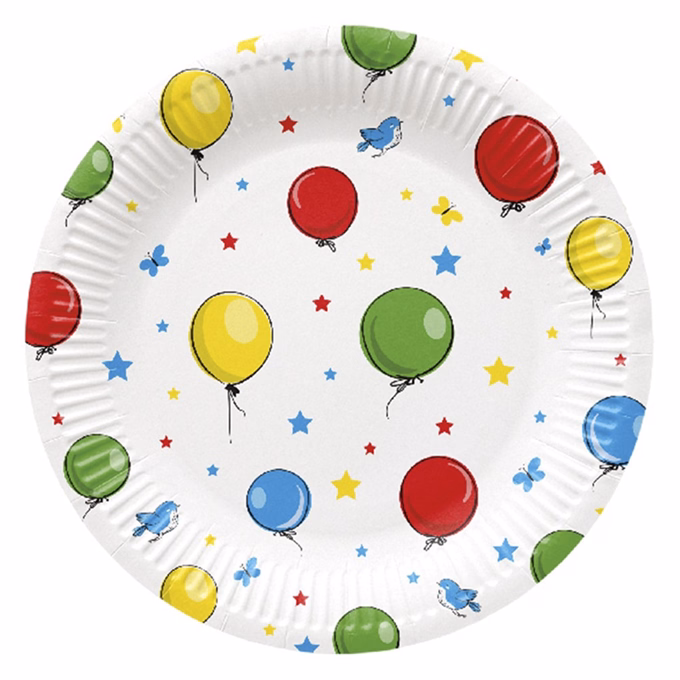 Lapostányér eldobható papír JUNIOR lufi mintás 23 cm 8 darabos