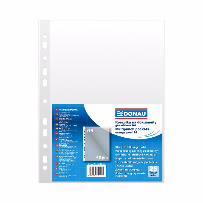 Lefűzhető genotherm DONAU A/4 40 mikron narancsos 25 darabos