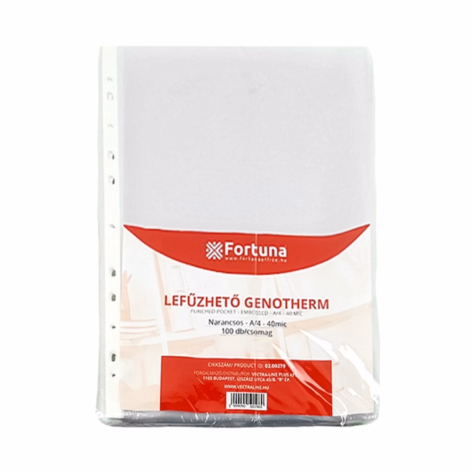 Lefűzhető genotherm FORTUNA A/4 40 mikron narancsos 100 darabos