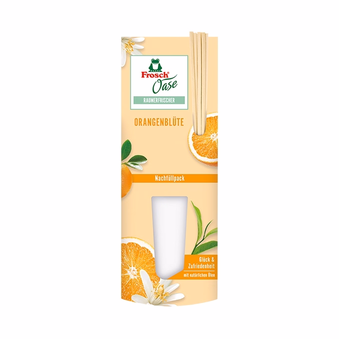 Légfrissítő utántöltő FROSCH Oase narancs pálcikás 90ml