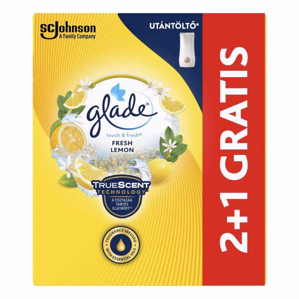 Légfrissítő utántöltő GLADE Touch & Fresh 2+1 citrom 30 ml