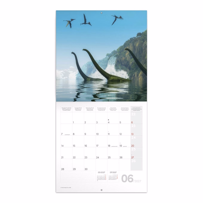 Lemeznaptár REALSYSTEM 300x300mm Dinosaurs 2027