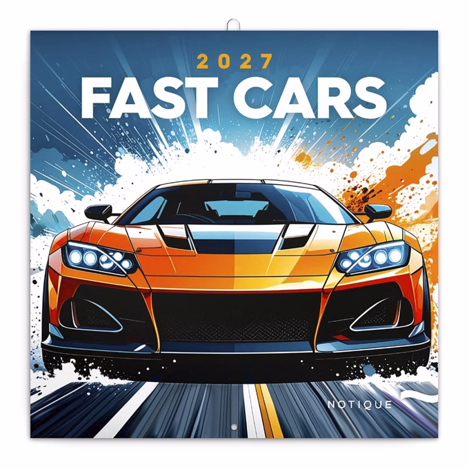 Lemeznaptár REALSYSTEM 300x300mm Fast cars 2027
