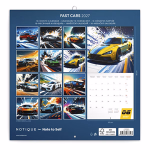 Lemeznaptár REALSYSTEM 300x300mm Fast cars 2027