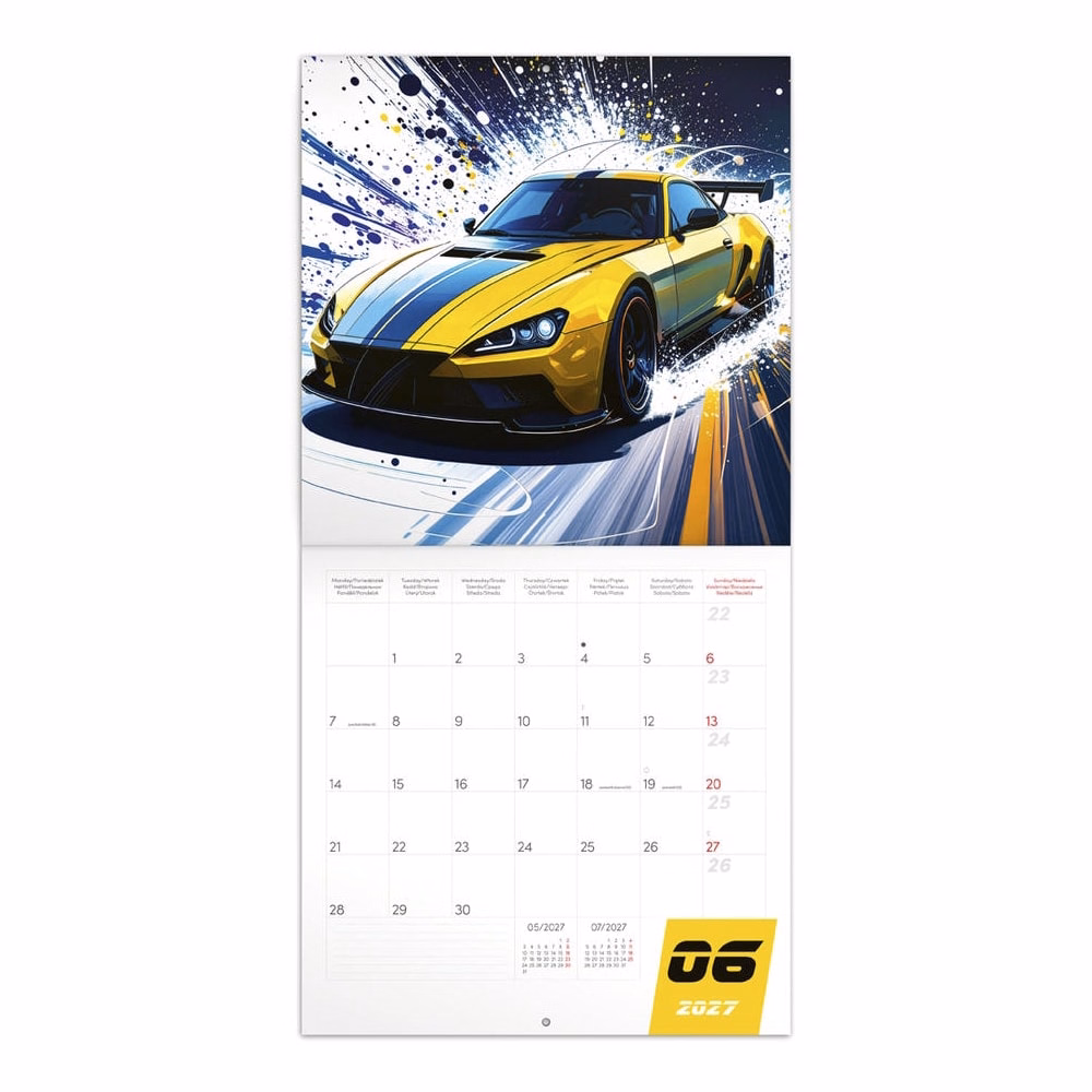 Lemeznaptár REALSYSTEM 300x300mm Fast cars 2027