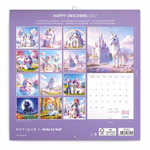 Lemeznaptár REALSYSTEM 300x300mm Happy Unicorns 2027